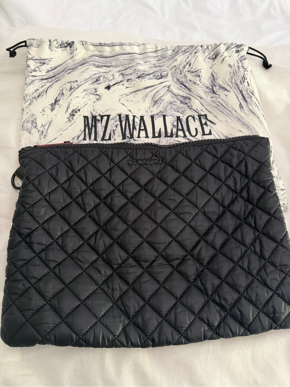 MZ Wallace Black Quilted Nylon Pouch